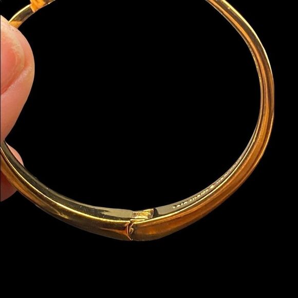 Kate Spade Spot the cuff gold plated bracelet with clear rhinestone pink spade - Picture 14 of 14